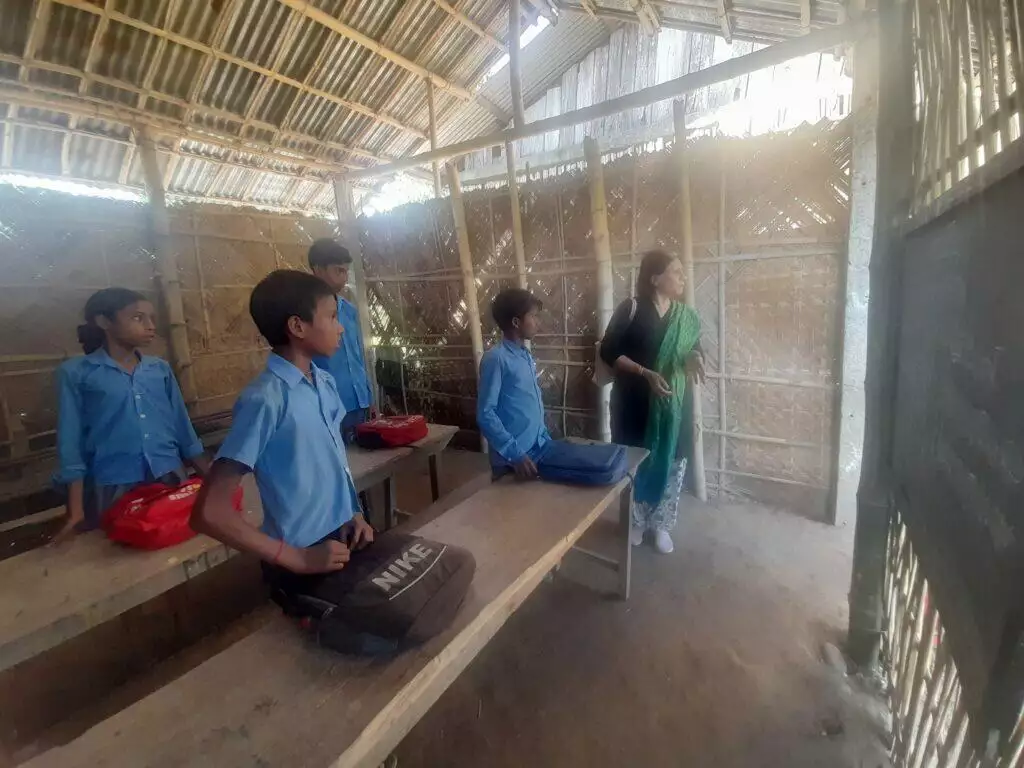 SCKCT Trustee Mrs. Urmila Baruah during her visit to the Nagapur School before the school building work began