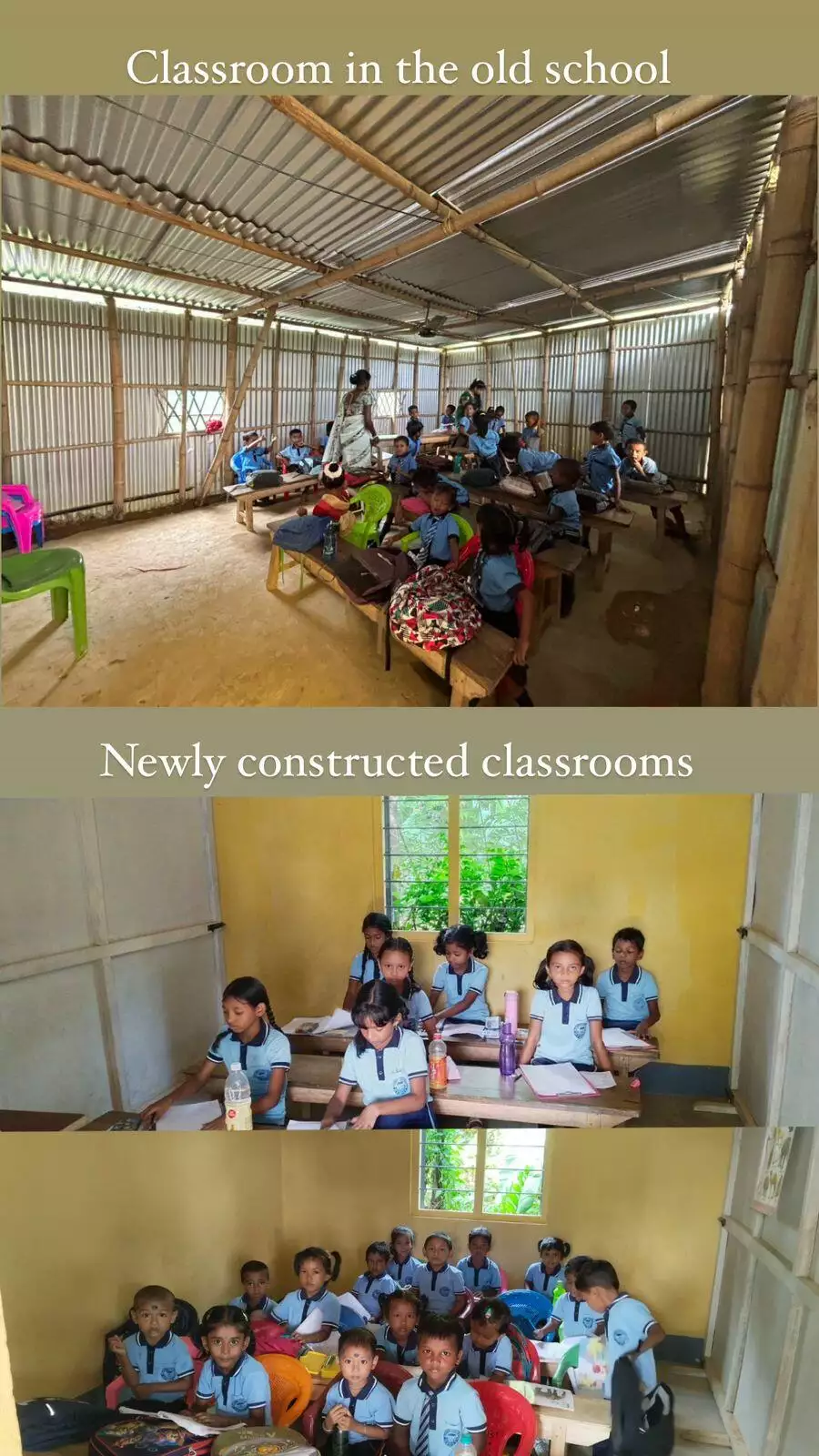 Classrooms of the old and new school building of St. Mary's English Shool, Dholmara, Kokrajhar