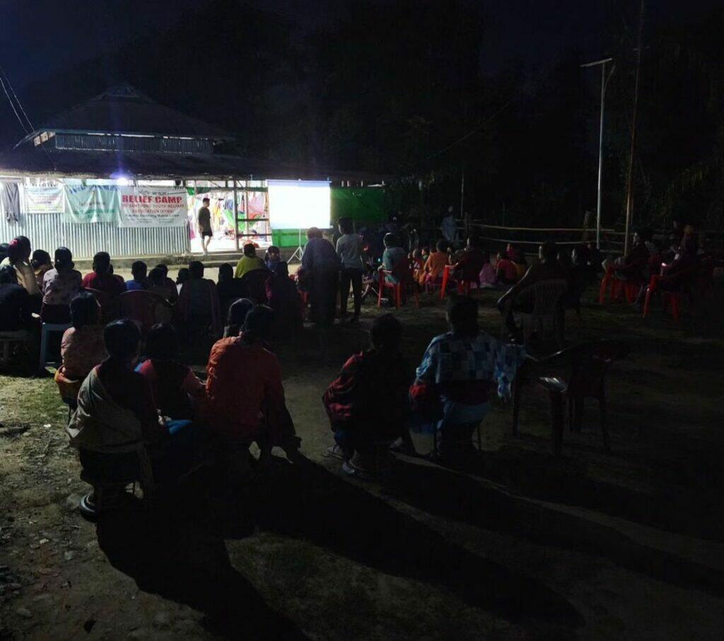 Relief 1 Screening for adults at Relief Camp