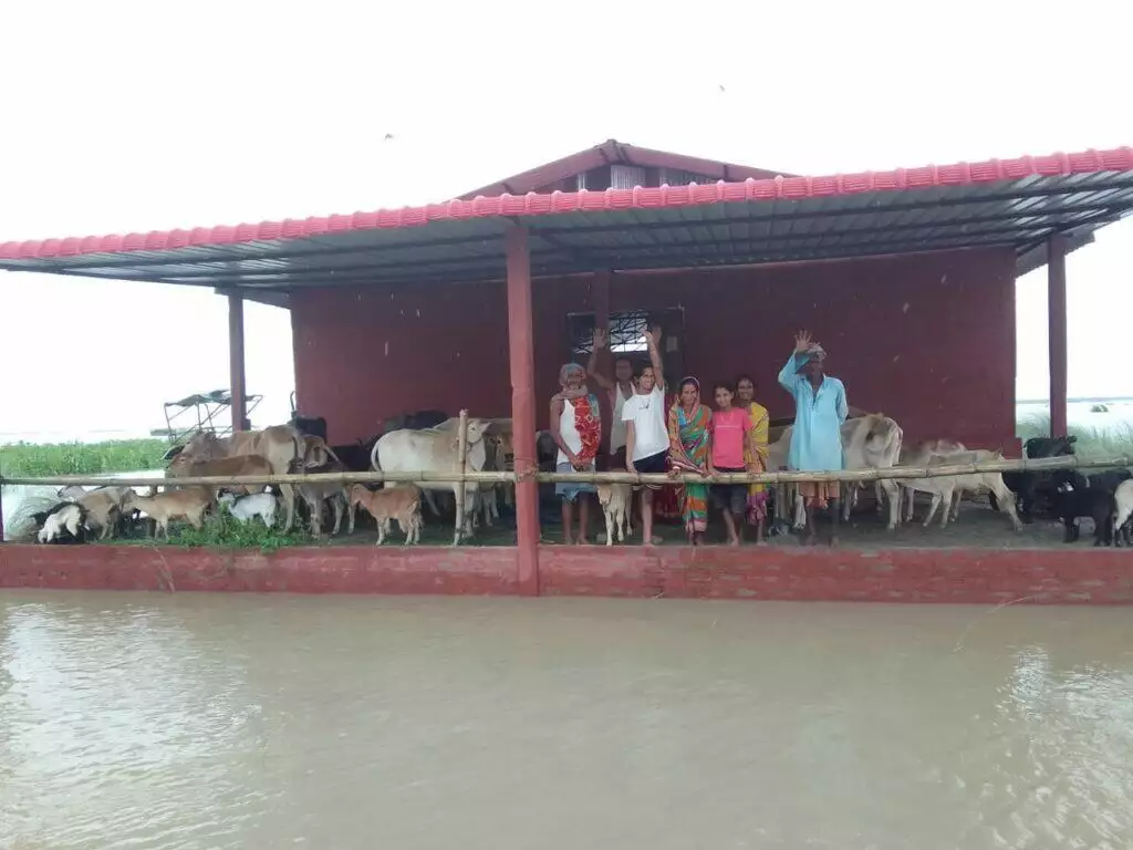 The Flood Shelter at Hoiborgaon, Boralimari, submerged in during floods